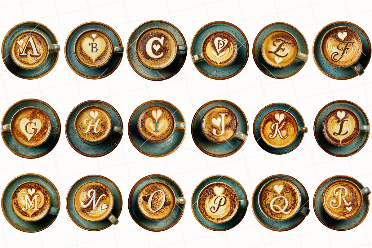 Valentine Coffee Alphabet Clipart, an Illustration by OK Design (Photo 3 of 6)