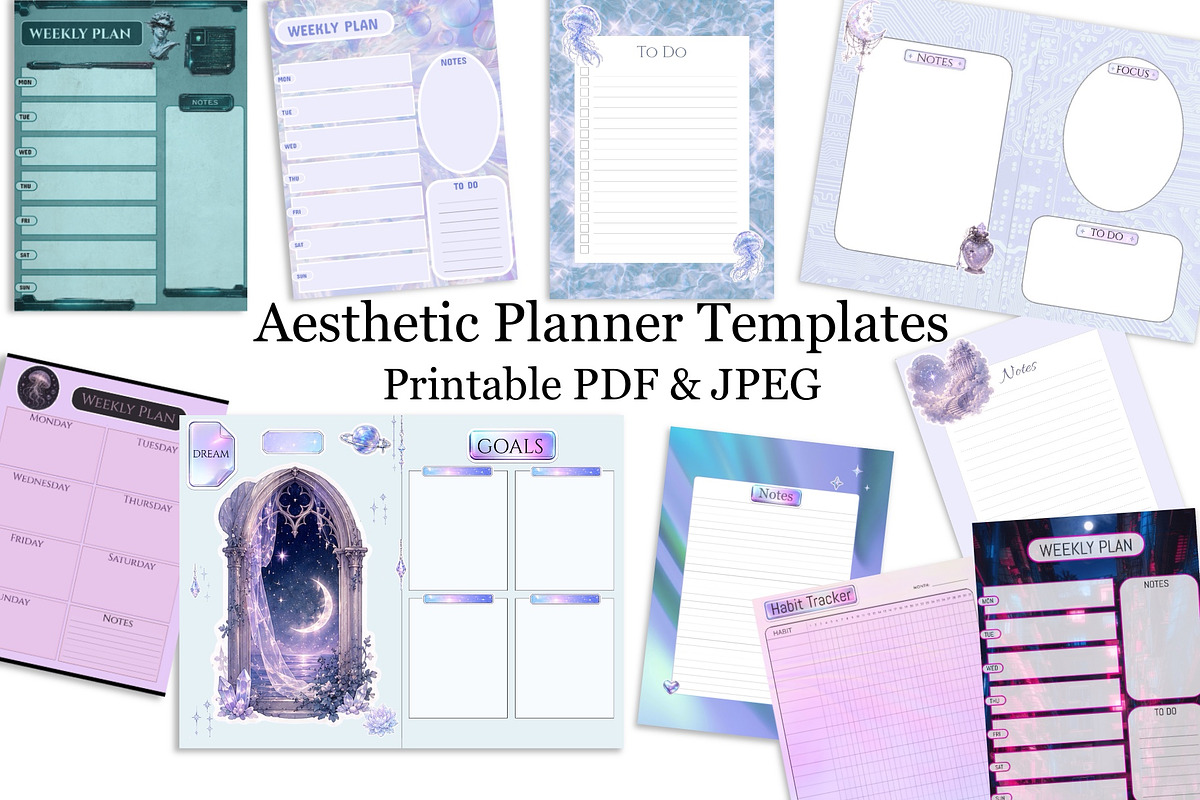 Aesthetic Planner Templates, a Stationery Template by Victoria Obscure (Photo 3 of 3)