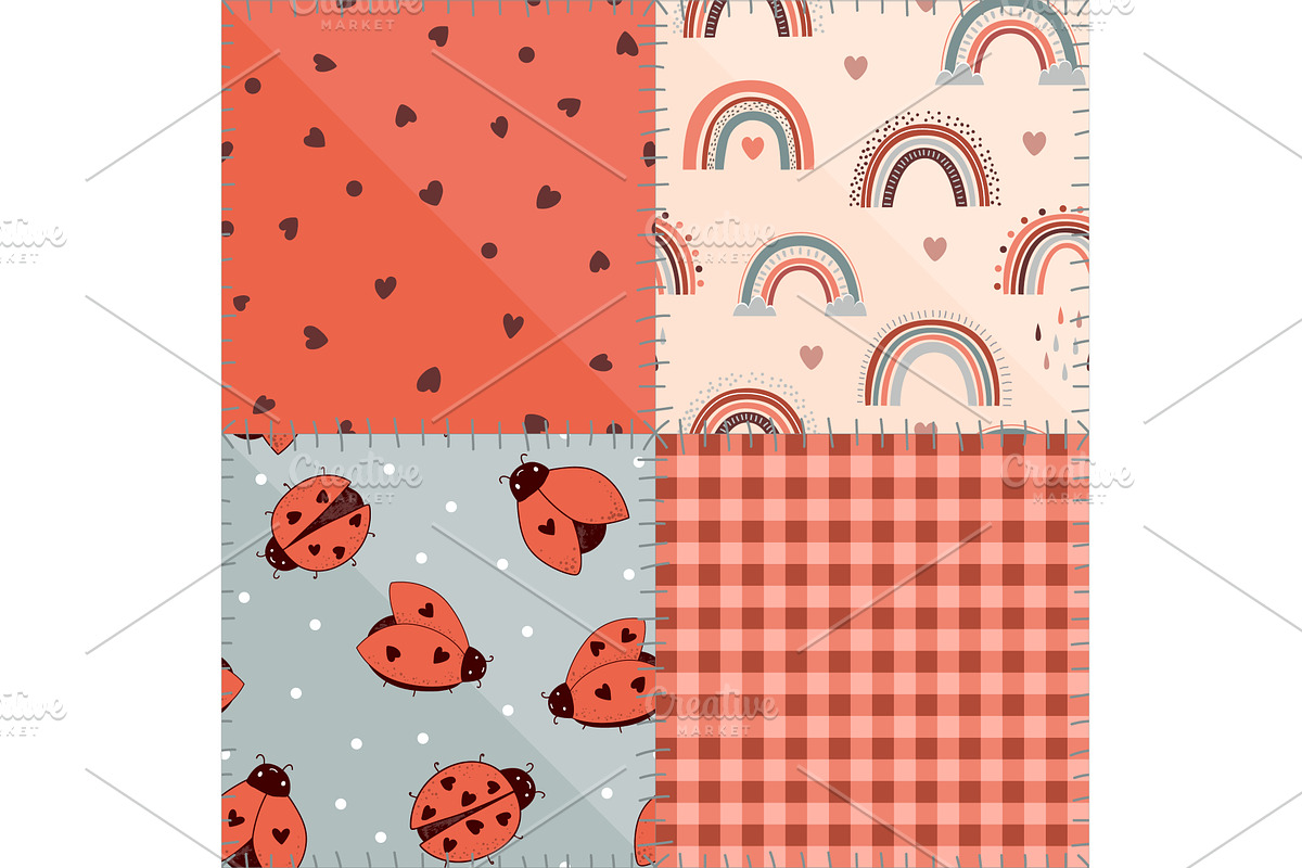 Seamless patchwork pattern with, a Texture Illustration by Toltemara