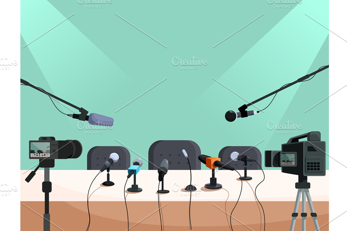 Interior press conference studio, a Person Illustration by Valerie Bodnar