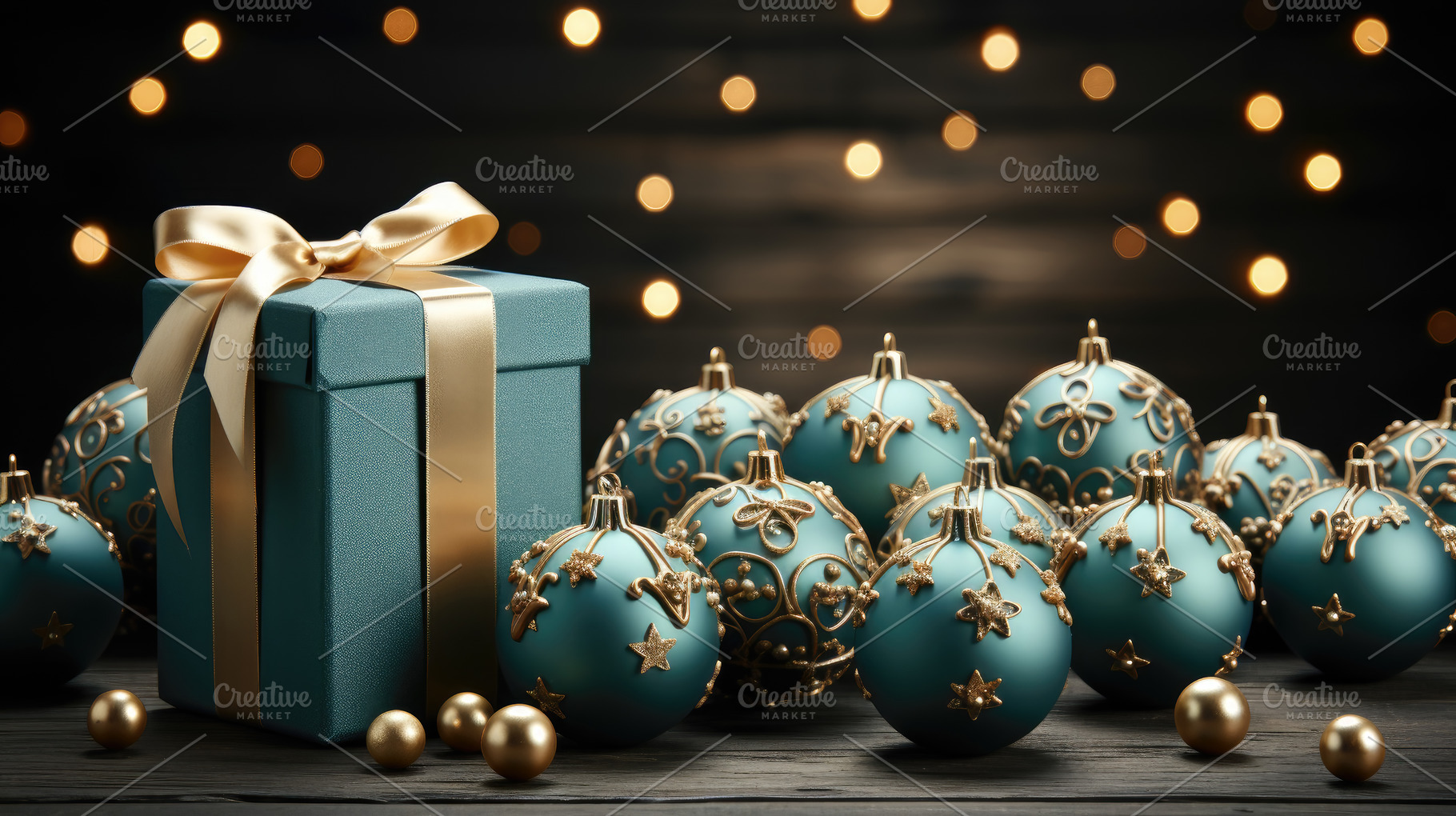 Elegant Christmas Gift with Gold Orn, a Photo by Perpis
