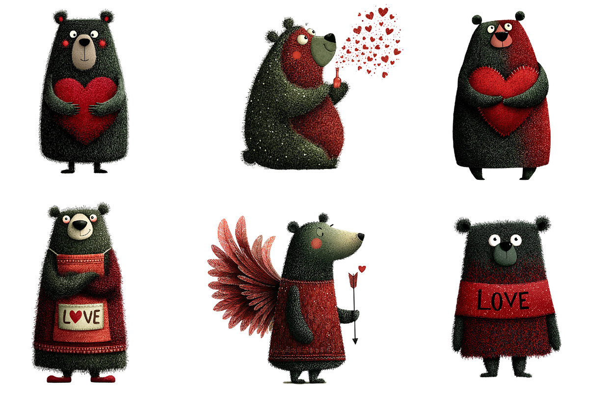 Whimsical Valentine Bears Clipart, an Illustration by Dream Creation (Photo 3 of 6)