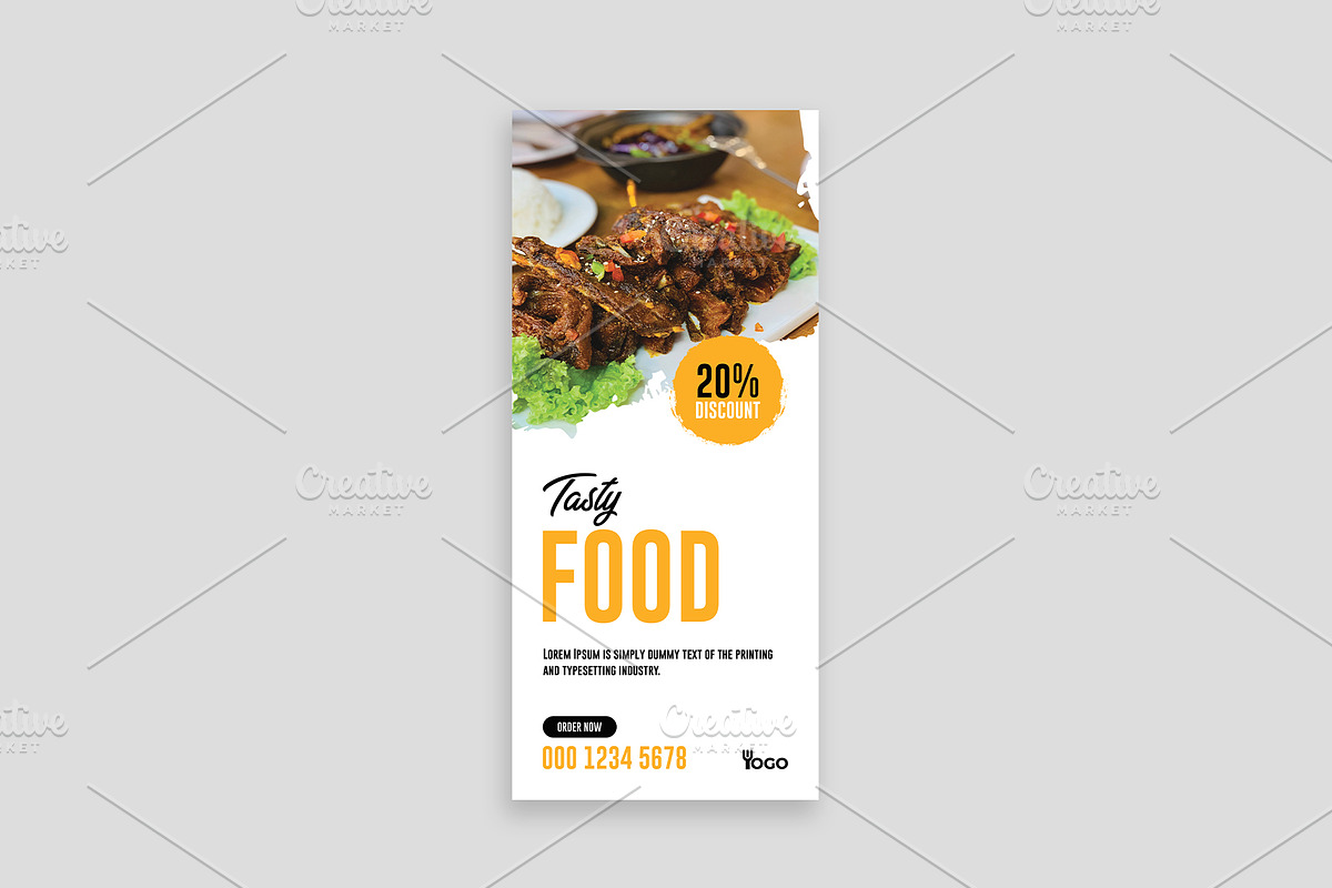 Restaurant Food Rack Card Dl Flyer, a Flyer Template by Shahjahangdb1