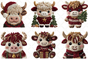 Crochet Christmas Highland Cow, an Illustration by Black Bird Studio (Thumbnail 6 of 6)