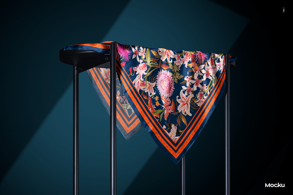Silk Scarf Mockup - Studio series 03, an Apparel Mockup by Mocku (Photo 3 of 13)