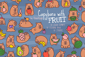 Cute Capybara and Fresh Fruits, a Seasonal Illustration by Palau