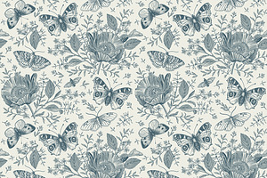 Seamless Butterflies Poppy Poppies