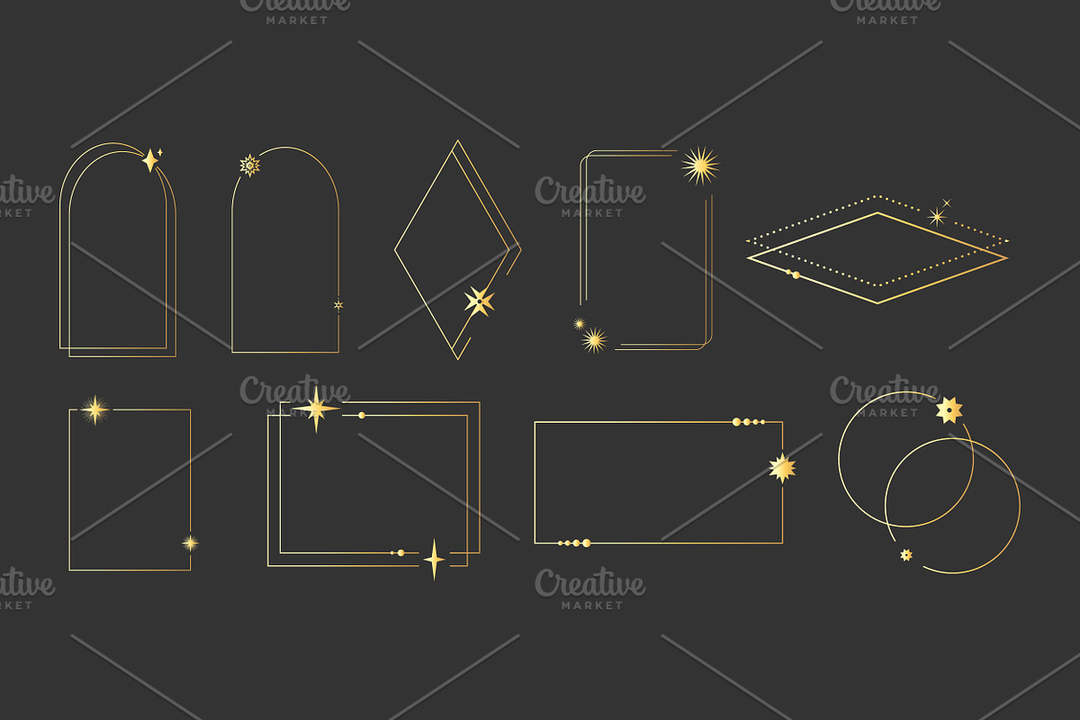 Golden Celestial Frames Collection, a Decorative Illustration by PsychocheArt (Photo 2 of 3)