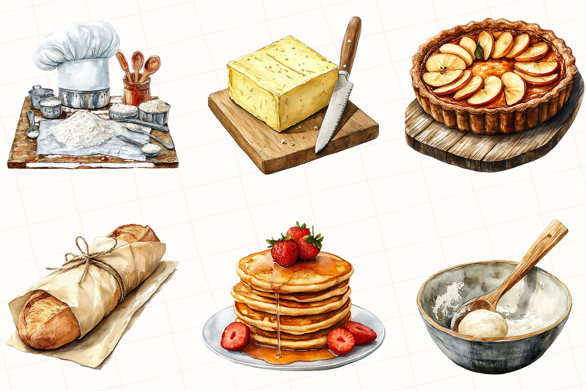 Watercolor Vintage Baking Clipart, an Illustration by OK Design (Photo 5 of 5)