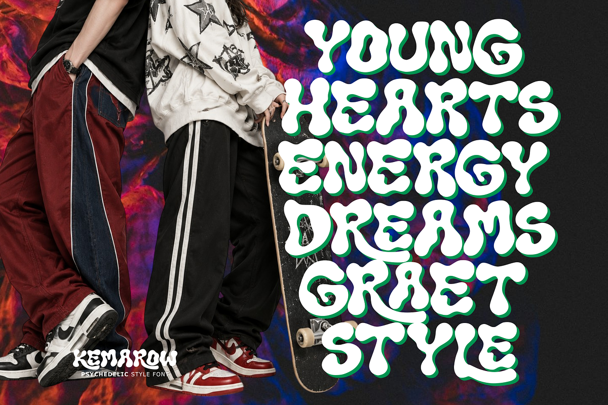 Kemarow - Psychedelic font, a Handwritten Font by Majelis Art (Photo 2 of 9)