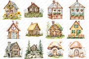 Watercolor Little Wooden House Clipa, an Illustration by Watercolor design (Thumbnail 2 of 12)