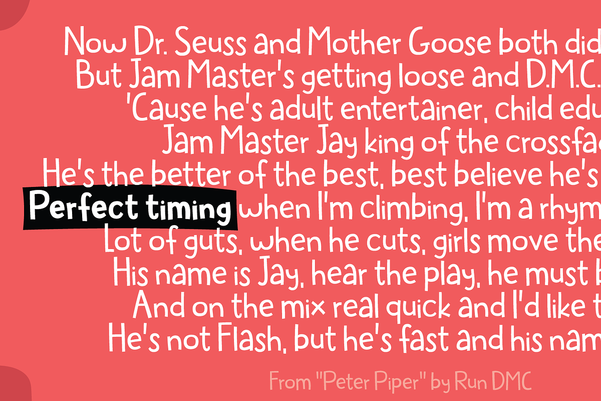Perfect Timing, a Sans Serif Font by pizzadudedotdk (Photo 2 of 11)