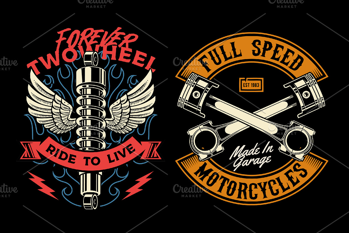 Vintage Motorcycle illustration pack, an Illustration by The BolzStudio (Photo 7 of 8)