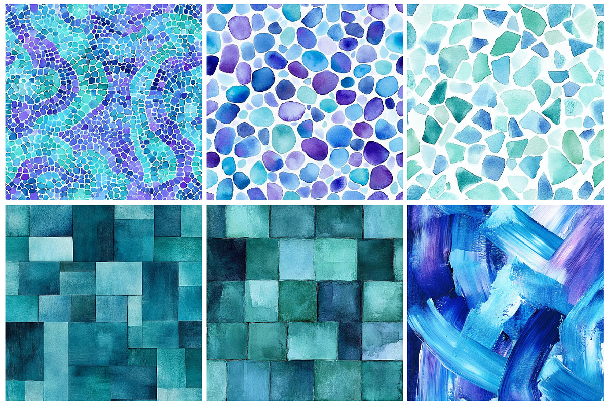 Teal Indigo Abstract Digital Papers, a Pattern Graphic by CitraGraphics (Photo 3 of 6)