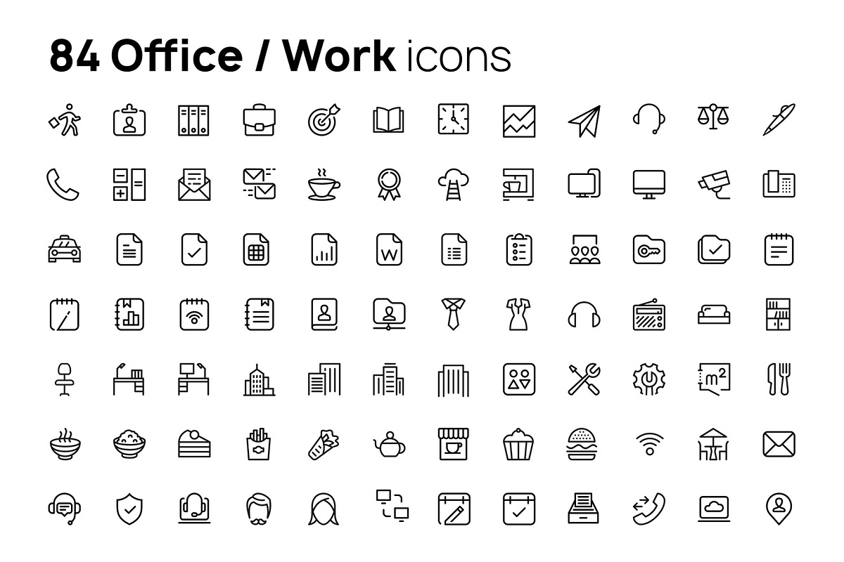 Office & Work line icons set, an Outline Icon by AIWD (Photo 2 of 2)