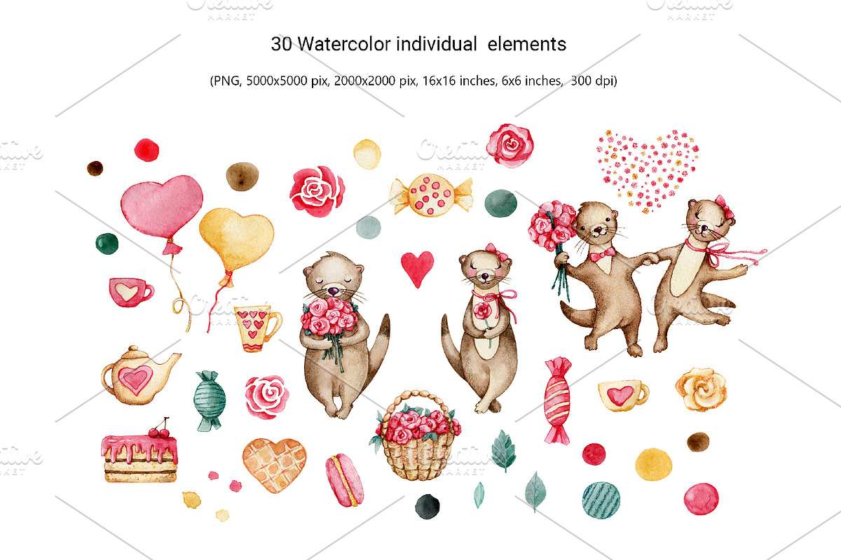 Love Otter, clipart, digital paper, an Animal Illustration by Artmanata (Photo 5 of 17)