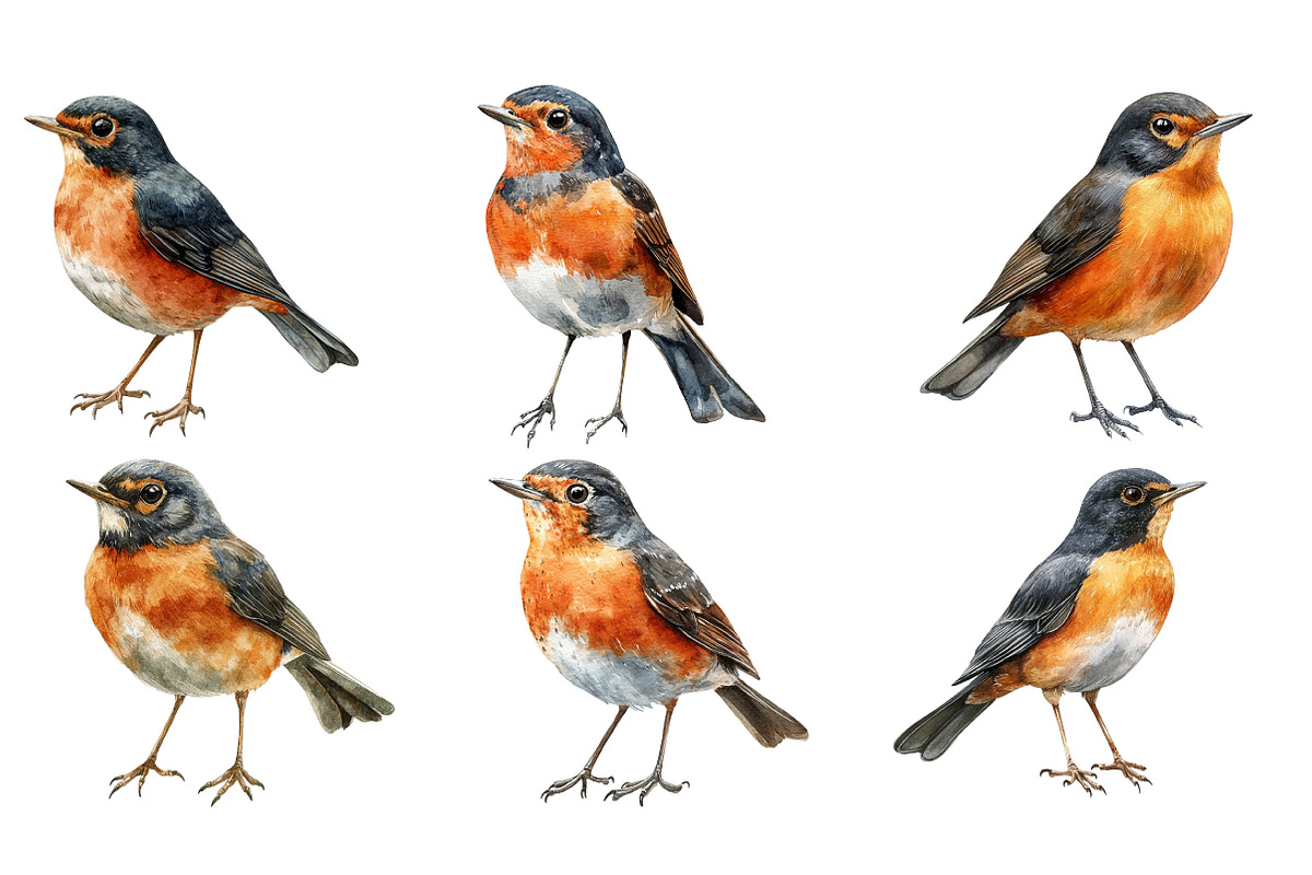 Autumn American Robin Bird Clipart, an Illustration by SinaCreation (Photo 3 of 5)