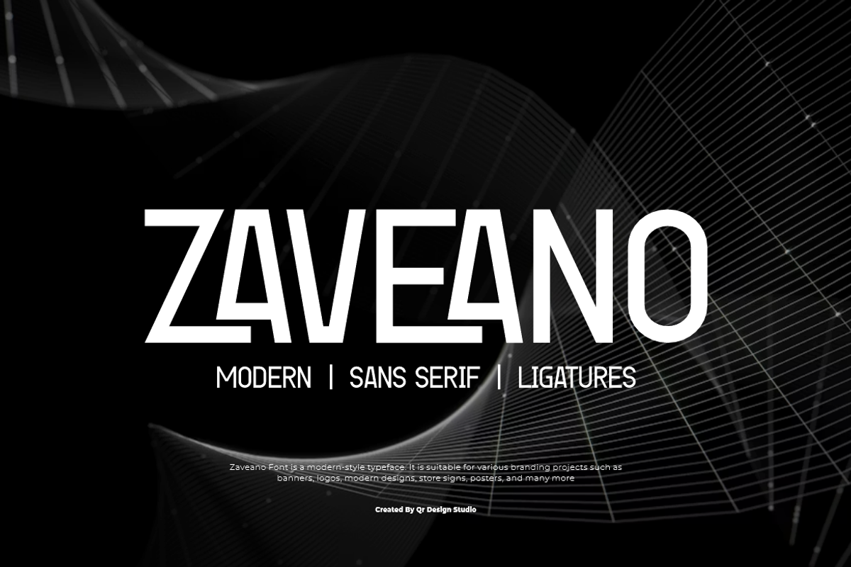 Zaveano - Ligatures Font, a Sans Serif Font by QR Design Studio (Photo 1 of 8)