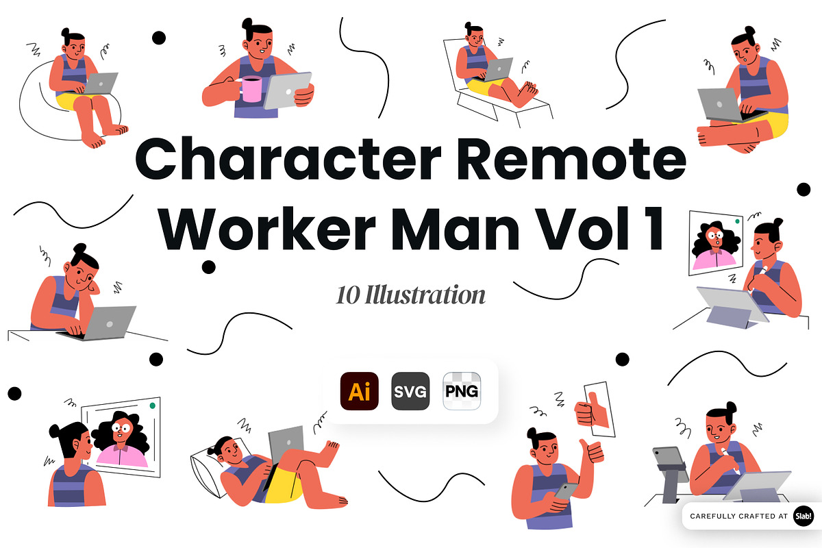 Character Remote Worker Man Vol 1, a Work Illustration by SLAB! Design (Photo 1 of 3)