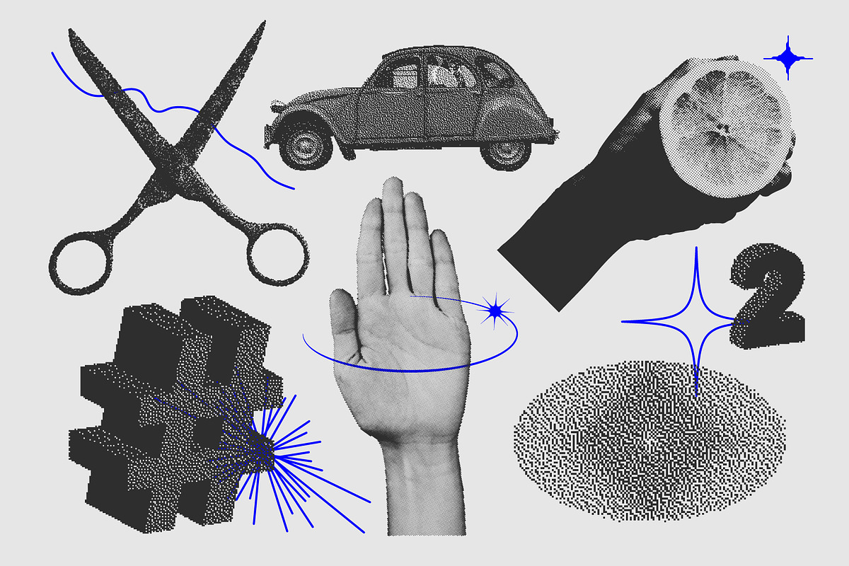 129 Vector Halftone Bitmap Shapes, a Background Graphic by softulka (Photo 9 of 18)
