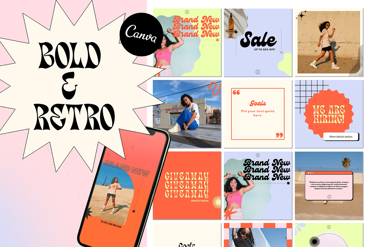 Bold & Retro Social Media Templates, a Social Media Template by Emma Rodriguez Studio (Photo 2 of 3)