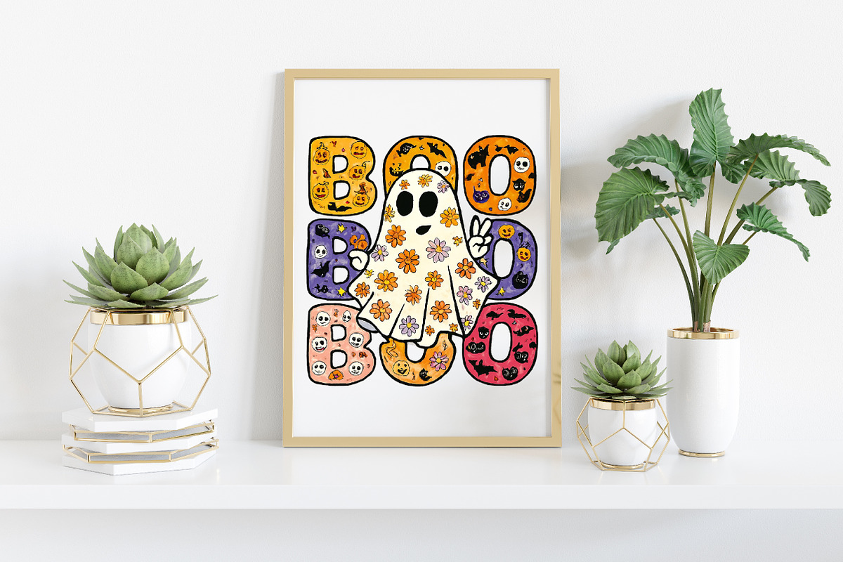 Halloween Floral Ghost with BOO PNG, an Illustration by Craft Nest (Photo 4 of 6)