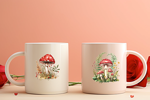 Watercolor Mushrooms Clipart Bundles