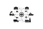 Logistics Hub Silhouette Set, a Graphic by hafijul (Thumbnail 6 of 14)