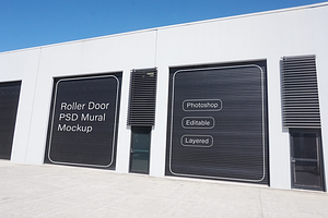 PSD mockup — industrial roller doors