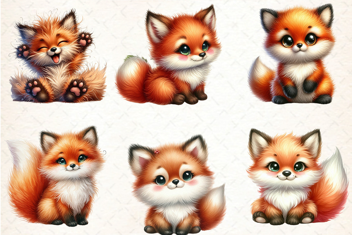 Watercolor Fox Clipart Bundle, an Illustration by DreamCafeArt (Photo 3 of 7)