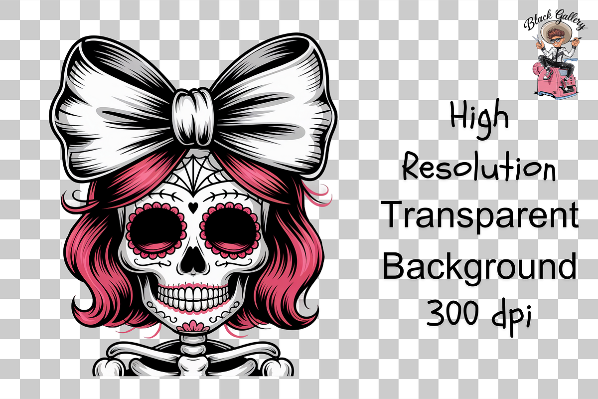 10 PNG Gothic Skull Girl PNG Clipart, an Illustration by Clipart Bloom (Photo 10 of 11)