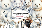Watercolor Arctic Animals Clipart, a Seasonal Illustration by CreationArt (Thumbnail 1 of 7)