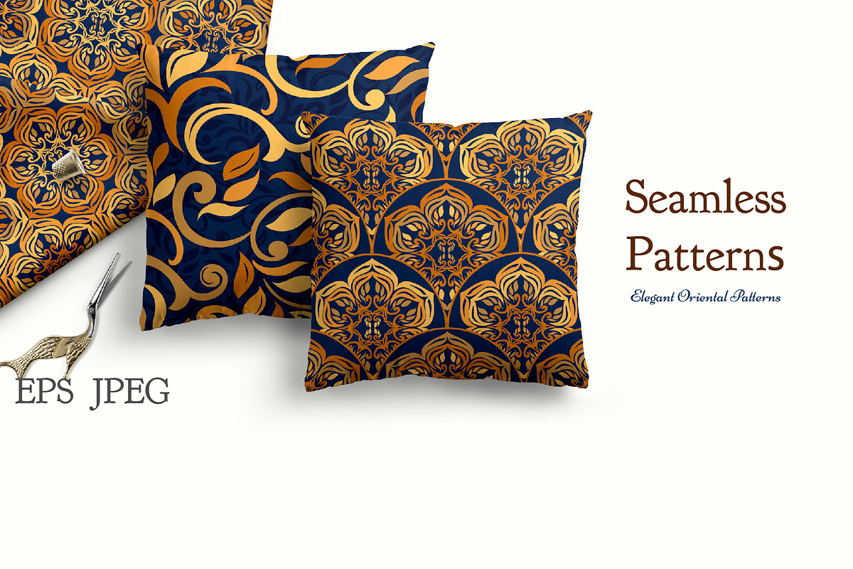 3 seamless oriental patterns, a Pattern Graphic by DeMih (Photo 1 of 2)