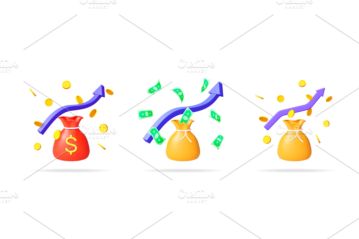 3d vector illustration set of money, a Finance Illustration by Abscent
