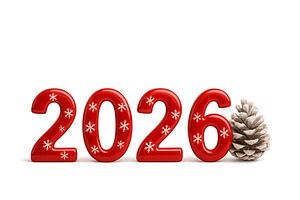 New year 2026 in red with snowflake, an Illustration by Dvoevnore photos