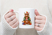 Highland Cow Christmas Trees Png, an Illustration by Watercolor design (Thumbnail 2 of 6)