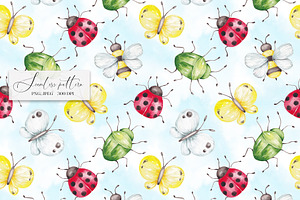 Summer Bugs Seamless Pattern