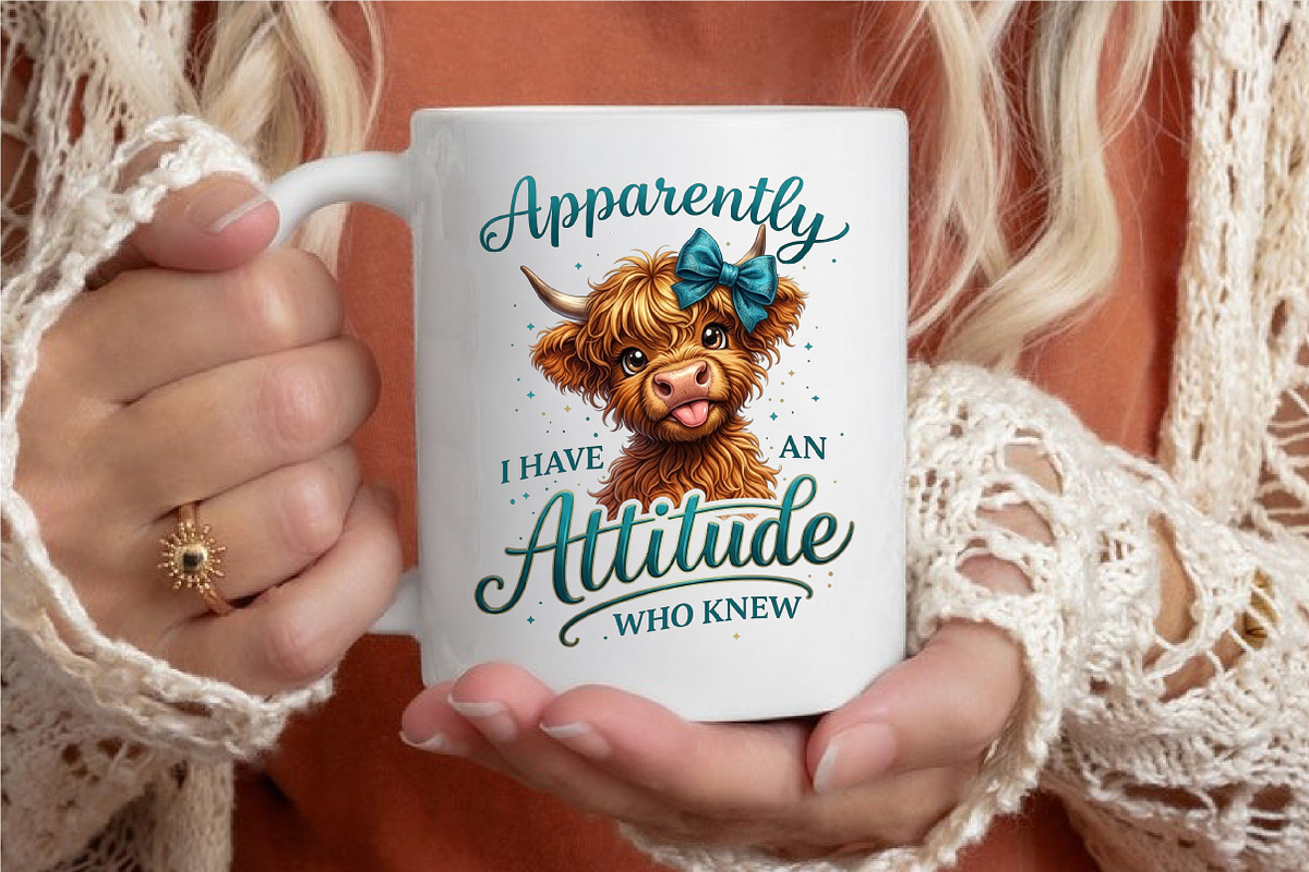 Funny Highland Cow Attitude PNG, an Illustration by designcity5 (Photo 4 of 4)