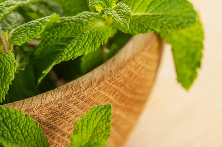 Mint leafs in wooden plate stock photo containing aroma and background preview 6