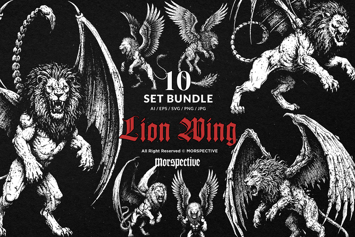 10 Bundle Dark Art Lion Wing Beast, an Illustration by Morspective (Photo 1 of 7)