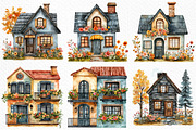 Watercolor Houses Clipart, an Illustration by Craft Nest (Thumbnail 5 of 12)