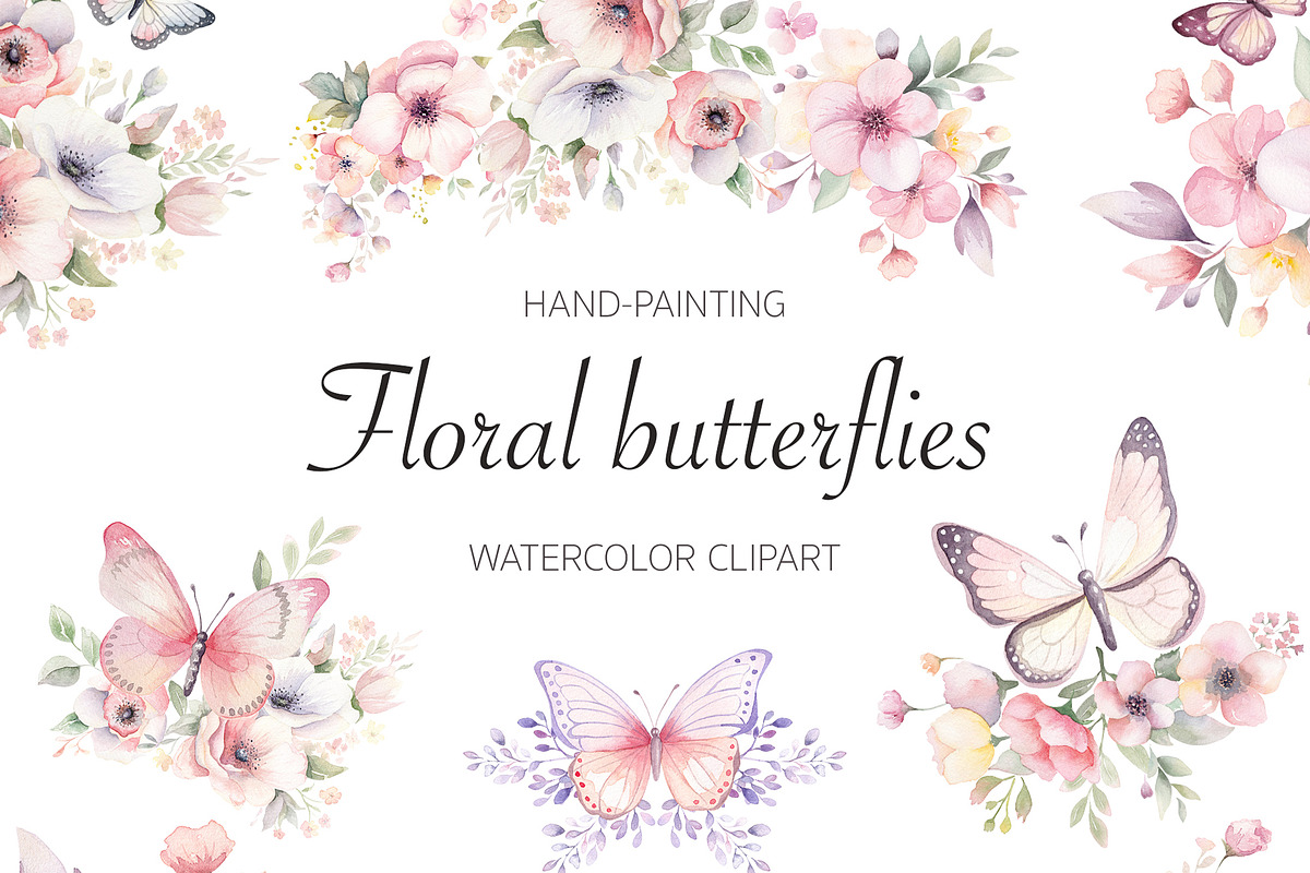 Watercolour Butterflies and Flowers, an Illustration by Lemon design (Photo 1 of 17)