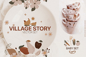 Village Story Baby Vector Set