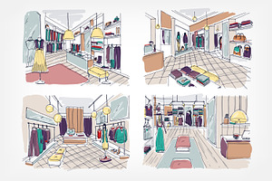 Boutique interior with furnishings, a Decorative Illustration by Good Studio