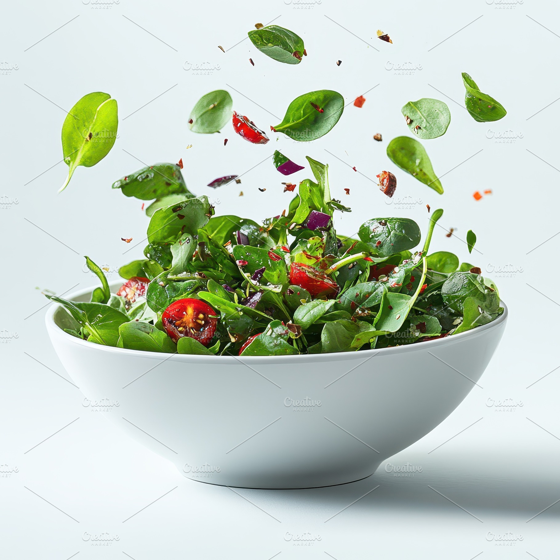 Fresh Green Salad in Bowl Leafy Gree, a Food & Drink Photo by Pixeness Studio