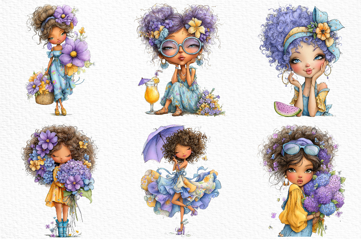 Whimsical Summer Woman Clipart, a Seasonal Illustration by Craft Nest (Photo 5 of 11)