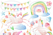 Watercolor Unicorn Clipart, an Animal Illustration by DigitalArtsi (Thumbnail 4 of 5)