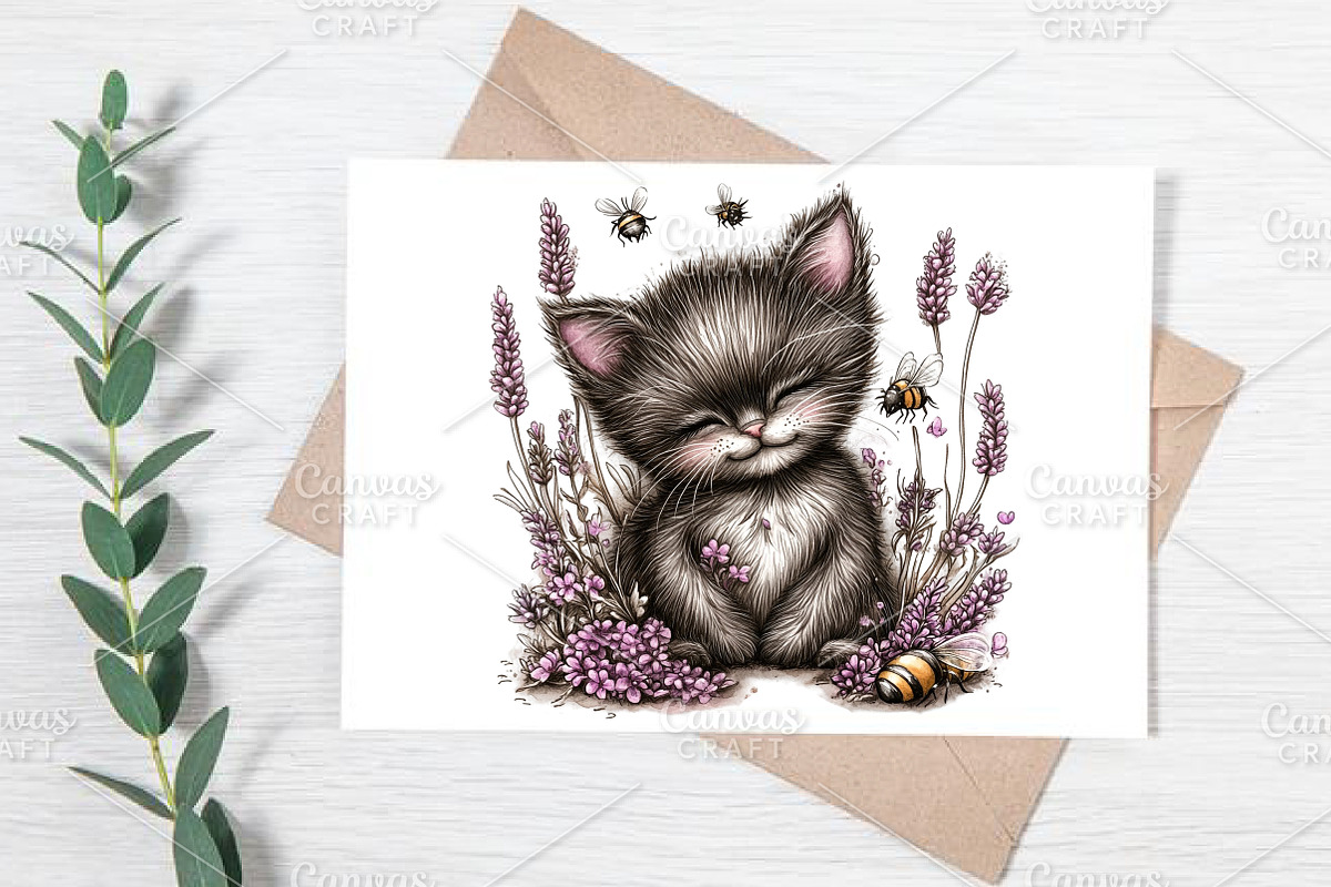 Whimsical Spring Cat Clipart Bundle, an Illustration by Canvas Craft (Photo 7 of 7)