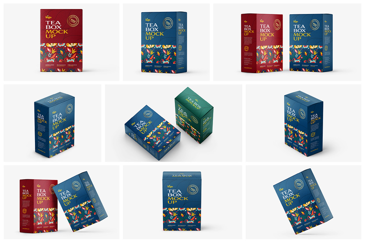 Tea Box Packaging Mockup Set, a Cups & Container Mockup by Deeplab (Photo 3 of 22)