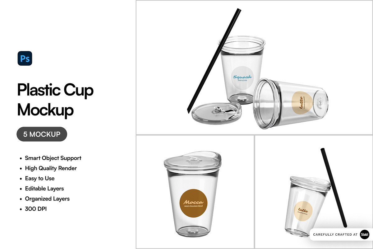 Plastic Cup Mockup, a Packaging Mockup by SLAB! Design (Photo 1 of 7)
